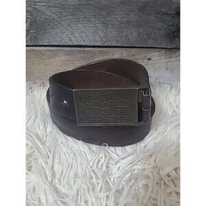 Vintage Colorado State Penitentiary Canyon City Brass Buckle Brown Leather Belt